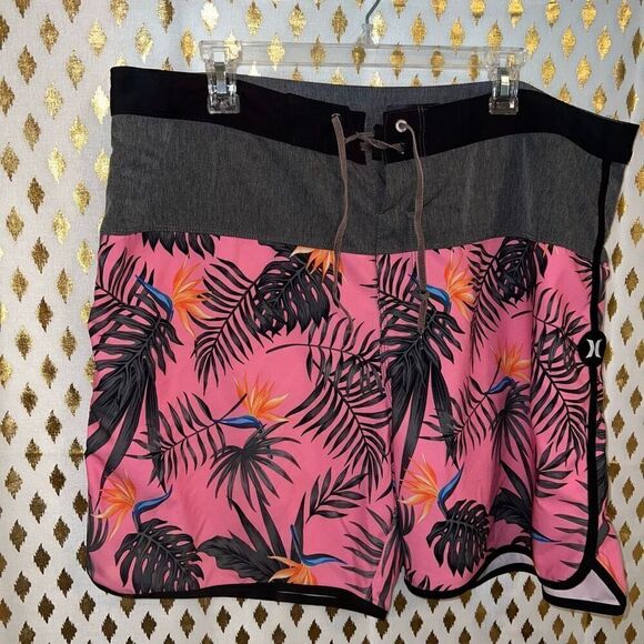 Hurley swim trunks pink monstera plant size 38 M - Picture 3 of 5